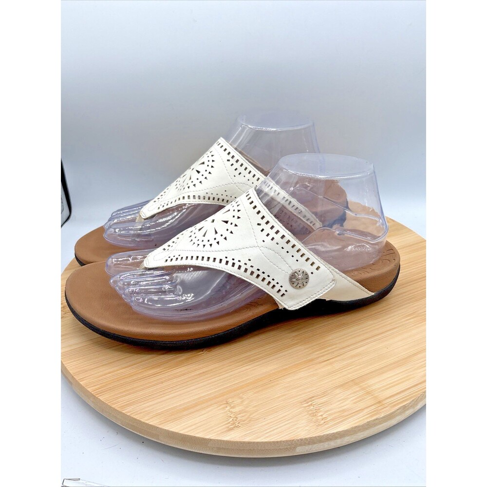 Rockport Ridge Slide Sandals Women 8 White Laser Cut Adjustable Comfort Thong - Picture 3 of 11